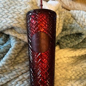 Burgundy venti Starbucks cup